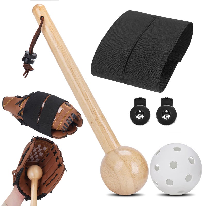 Rolitwils Baseball Glove Break-in kit for Men & Adult  One-Piece Structure Baseball Glove Mallet  Baseball Mitts Wooden Shaping Hammer  Softball Glove Wrap Band  Plastic Practice Ball & Glove Locks - Image 1
